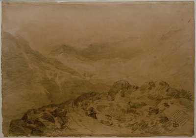 Kalliosola vuorten välillä (Glen Croe, Ben Arthurin rinteet: Ben an Lochain) tekijältä Joseph Mallord William Turner