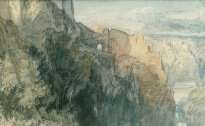 Katzin linna, josta on näkymät Rheinfelsin linnalle tekijältä Joseph Mallord William Turner