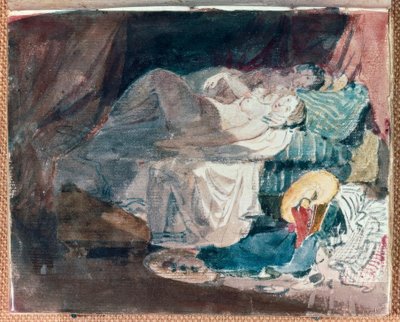 Alaston tyttö ja seuralainen sängyssä tekijältä Joseph Mallord William Turner