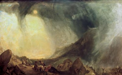 Lumimyrsky: Hannibal ja hänen armeijansa ylittämässä Alpit tekijältä Joseph Mallord William Turner