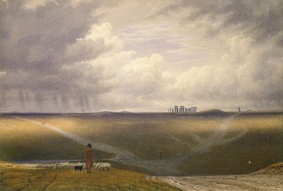 Stonehenge-A Showery Day, 1800-luvun alku tekijältä Joseph Mallord William Turner