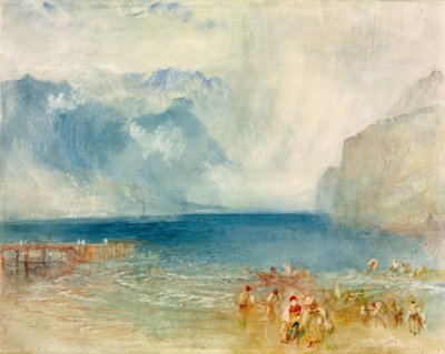 Ensimmäinen höyrylaiva Luzernjärvellä tekijältä Joseph Mallord William Turner