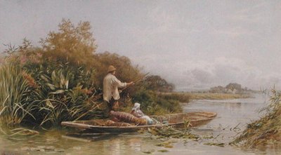 Ankeriaanpyytäjät Thamesilla, n. 1870 (akvarelli paperille) tekijältä William W. Gosling