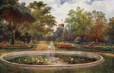 Warwick Castle: Terrace Walk (väri litho) tekijältä William W. Quatremain