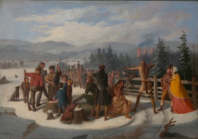 Cooper, Deerslayer ampumaottelussa kohtauksia Pioneersista, n. 1850. tekijältä William Walcutt