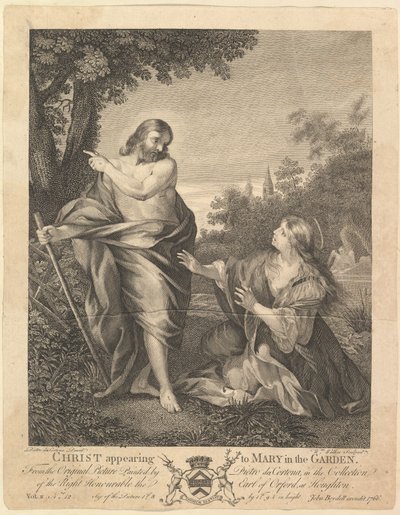 Kristus ilmestyy Marialle puutarhassa, ennen vuotta 1766. tekijältä William Walker