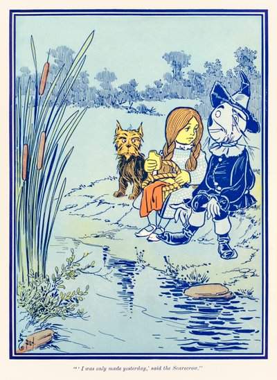 ??Minua tehtiin vasta eilen,? sanoi Scarecrow.? The Wonderful Wizard of Oz? kirjoittanut L. Frank Baum tekijältä William Wallace Denslow