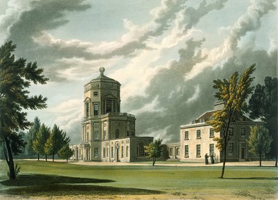 Astronomical Observatoryn ulkopuoli, kuva Oxfordin historiasta, kaiverrus Joseph Constantine Stadler (fl.1780-1813) pub. kirjoittanut R. Ackermann, 1813 (akvatinta) tekijältä William Westall