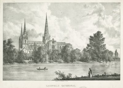 Lichfield Cathedral - South View: litografia, nd [1781-1850] tekijältä William Westall