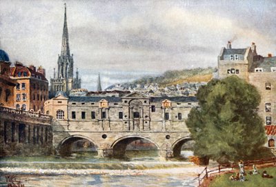 Bath, Pulteney Bridge (väri litho) tekijältä William Wiehe Collins