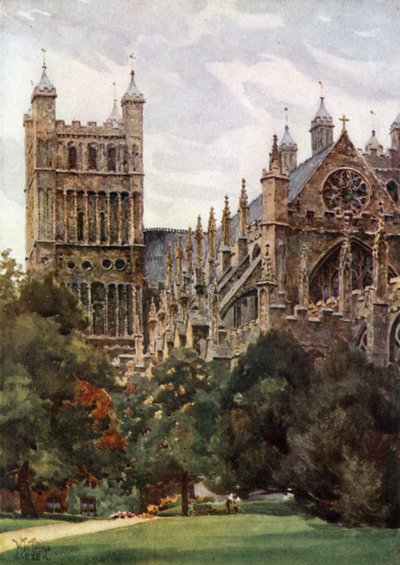 Exeter Palace Gardensista (väri litho) tekijältä William Wiehe Collins