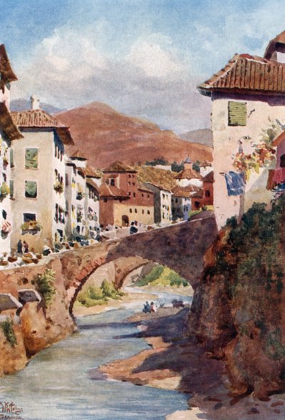 Granada, Calle del Darro (väri litho) tekijältä William Wiehe Collins