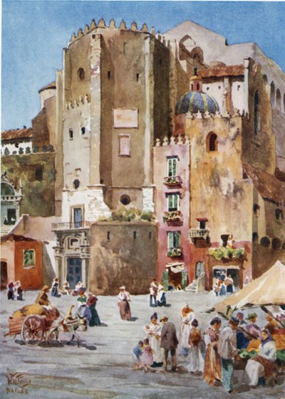 Napoli. S. Domenico Maggiore (väri litho) tekijältä William Wiehe Collins