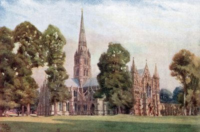 Salisbury, katedraali (väri litho) tekijältä William Wiehe Collins