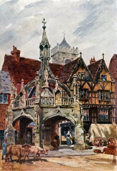 Salisbury, Market Cross (väri litho) tekijältä William Wiehe Collins