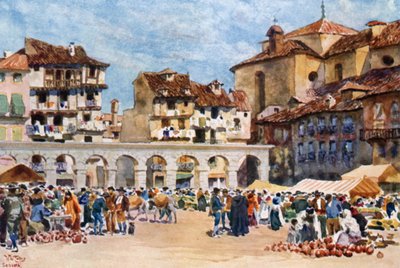 Segovia, Plaza Mayor (väri litho) tekijältä William Wiehe Collins