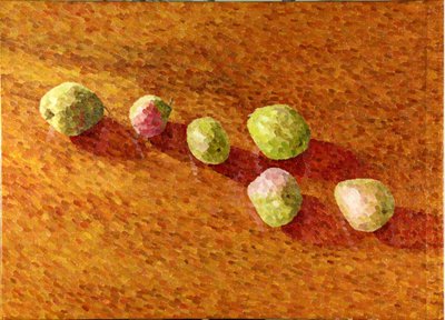 Asetelma, Mustat Worcesterit, 2013 (öljy kankaalle) tekijältä William Wilkins