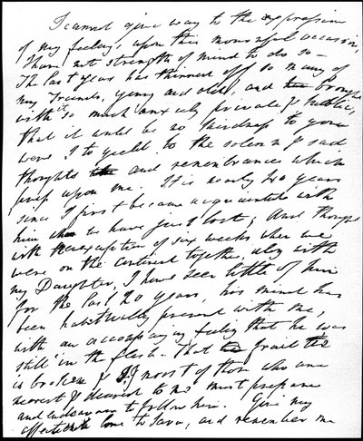 Surunvalittelukirje Henry Nelson Coleridgelle setänsä ja appinsa Samuel Taylor Coleridgen kuoleman johdosta 25.7.1834, 29.7.1834 (kynä ja muste paperille) tekijältä William Wordsworth