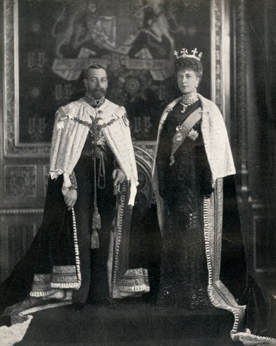 Kuningas Yrjö V ja kuningatar Mary avasivat parlamenttinsa ensimmäistä kertaa 6. helmikuuta 1911 1951. tekijältä William and Daniel Downey