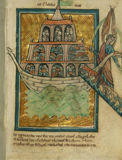 Eläimet saapuvat Nooan arkkiin, n. 1250 (muste ja maali pergamentille) tekijältä William de Brailes