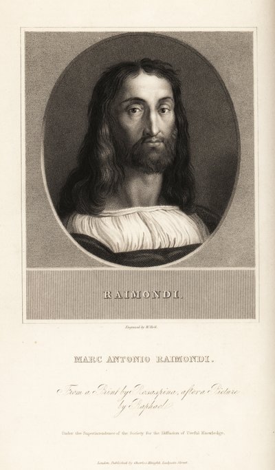 Marcantonio Raimondin muotokuva, italialainen kaivertaja, noin 1470-1534 tekijältä William the Younger Holl