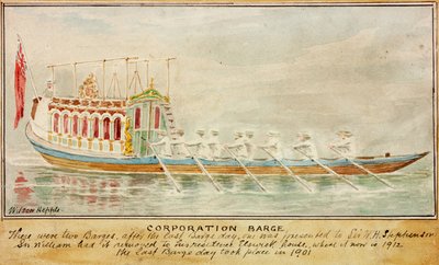 The Corporation Barge (muste ja akvarelli paperille) tekijältä Wilson Hepple