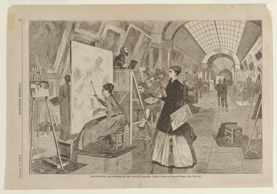Taideopiskelijoita ja jäljentäjiä Louvren galleriassa, Pariisi tekijältä Winslow Homer