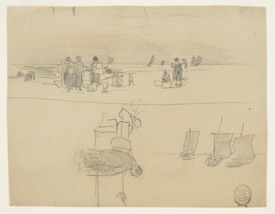 Rantakuvaus, jossa naiset kantavat koreja, cullercoats, Englanti tekijältä Winslow Homer