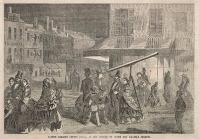 Boston Evening Street Scene, Corner of Court ja Brattle Streets, 1857. tekijältä Winslow Homer