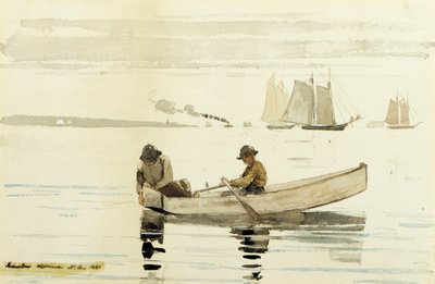 Boys Fishing, Gloucesterin satama, 1880 tekijältä Winslow Homer