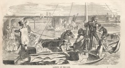 Leirikokouksen luonnokset: Laskeutuminen niemelle, 1858. tekijältä Winslow Homer