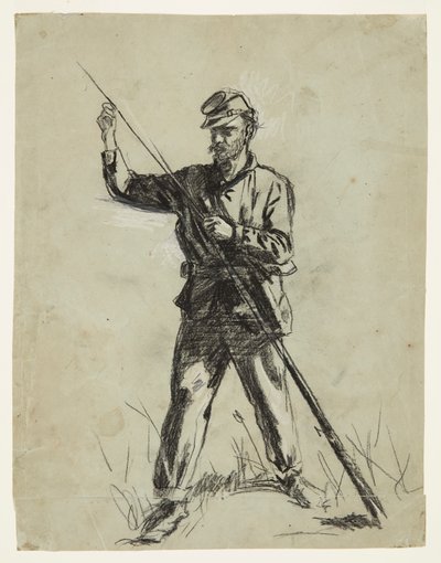 Ratsuväen sotilas lataa kivääriä tekijältä Winslow Homer