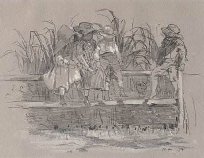Lapset istuvat aidalla tekijältä Winslow Homer