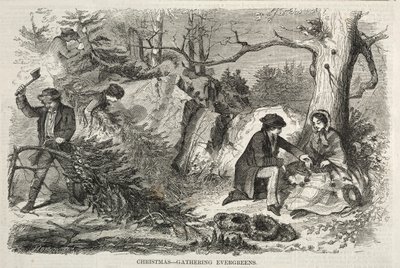 Joulu - Evergreensin kerääminen, 1858. tekijältä Winslow Homer
