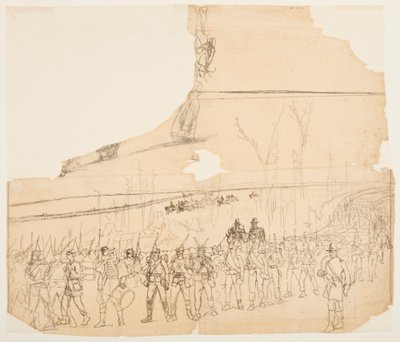 Piirros, Jalkaväen kolonna maaliskuussa, 1862 tekijältä Winslow Homer