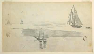 Piirros, Neljä kuunaria, mahdollisesti 1880 tekijältä Winslow Homer