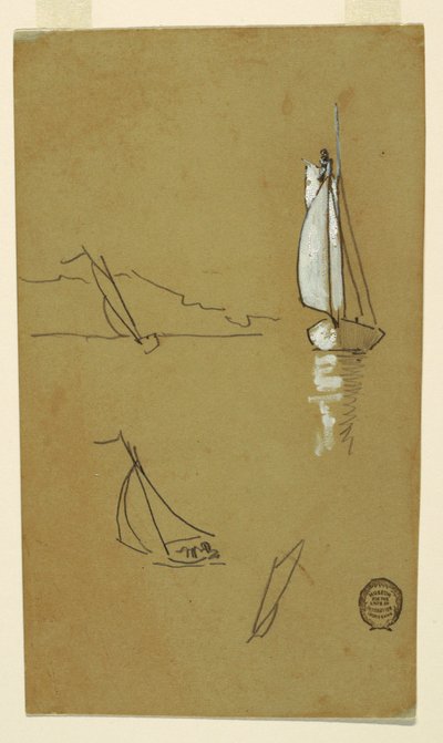 Piirustus, Neljä hahmotelmaa luupista, 1880 tekijältä Winslow Homer