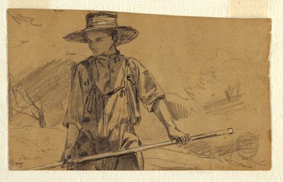 Piirros, heinänteko, n. 1864 tekijältä Winslow Homer