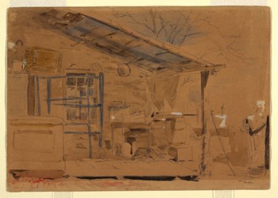 Piirustus, talo kuistilla, n. 1858-60. tekijältä Winslow Homer