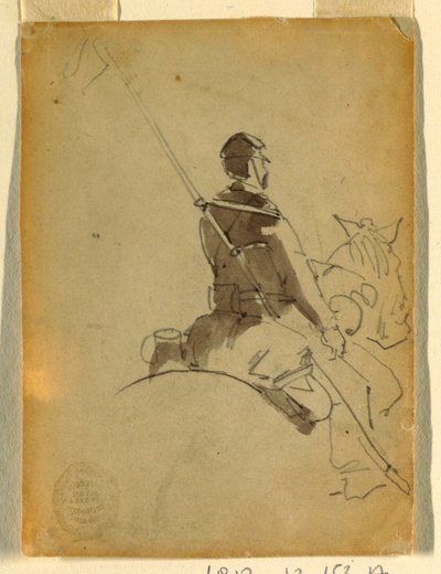 Piirros, Lanssarimies hevosen selässä, 1862 tekijältä Winslow Homer