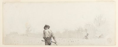 Piirros, Mies viikatteen kanssa, n. 1865. tekijältä Winslow Homer