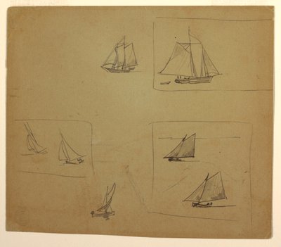 Piirustus, Luonnoksia purjeveneistä, 1881-82 tekijältä Winslow Homer