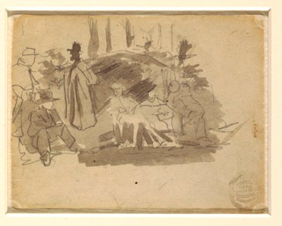 Piirros, Sotilaiden leiriytyminen, 1862 tekijältä Winslow Homer