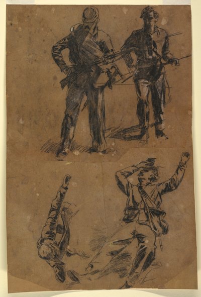 Piirustus, Sotilaiden tutkimuksia, 1863-65 tekijältä Winslow Homer
