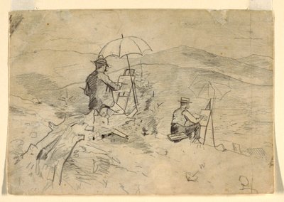 Piirros, Tutkimus "Taiteilijoiden luonnostelua Valkoisilla vuorilla" ja "Taiteilija maaseudulla" varten, 1868. tekijältä Winslow Homer
