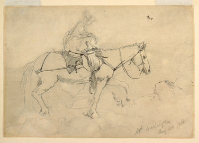 Piirustus, tutkimus "Bridle Path, White Mountains", 24. elokuuta 1868. tekijältä Winslow Homer