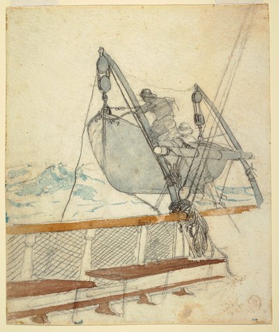 Piirros, luonnos "Hädän merkki", 1881. tekijältä Winslow Homer