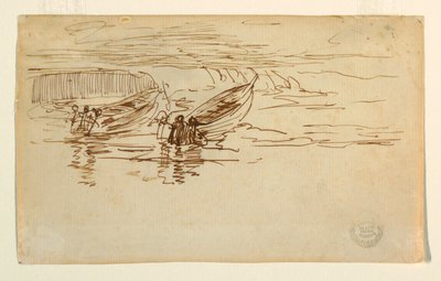 Piirros, kaksi veneenlaskua, Englanti, 1881. tekijältä Winslow Homer