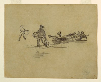 Piirros, Kaksi kalastajaa, Englanti, 1881-82 tekijältä Winslow Homer