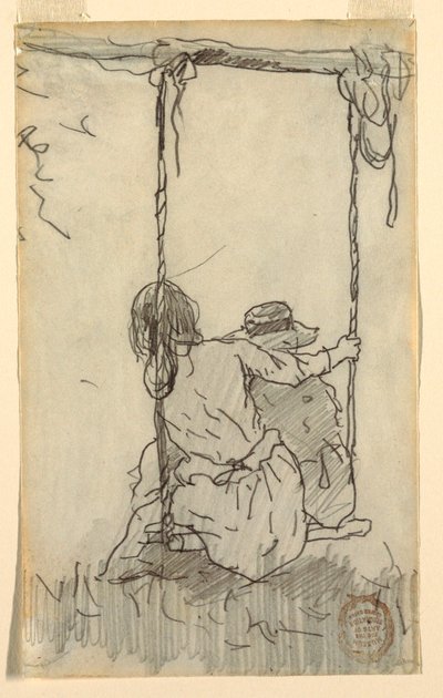 Piirros, Kaksi tyttöä keinussa, 1879 tekijältä Winslow Homer